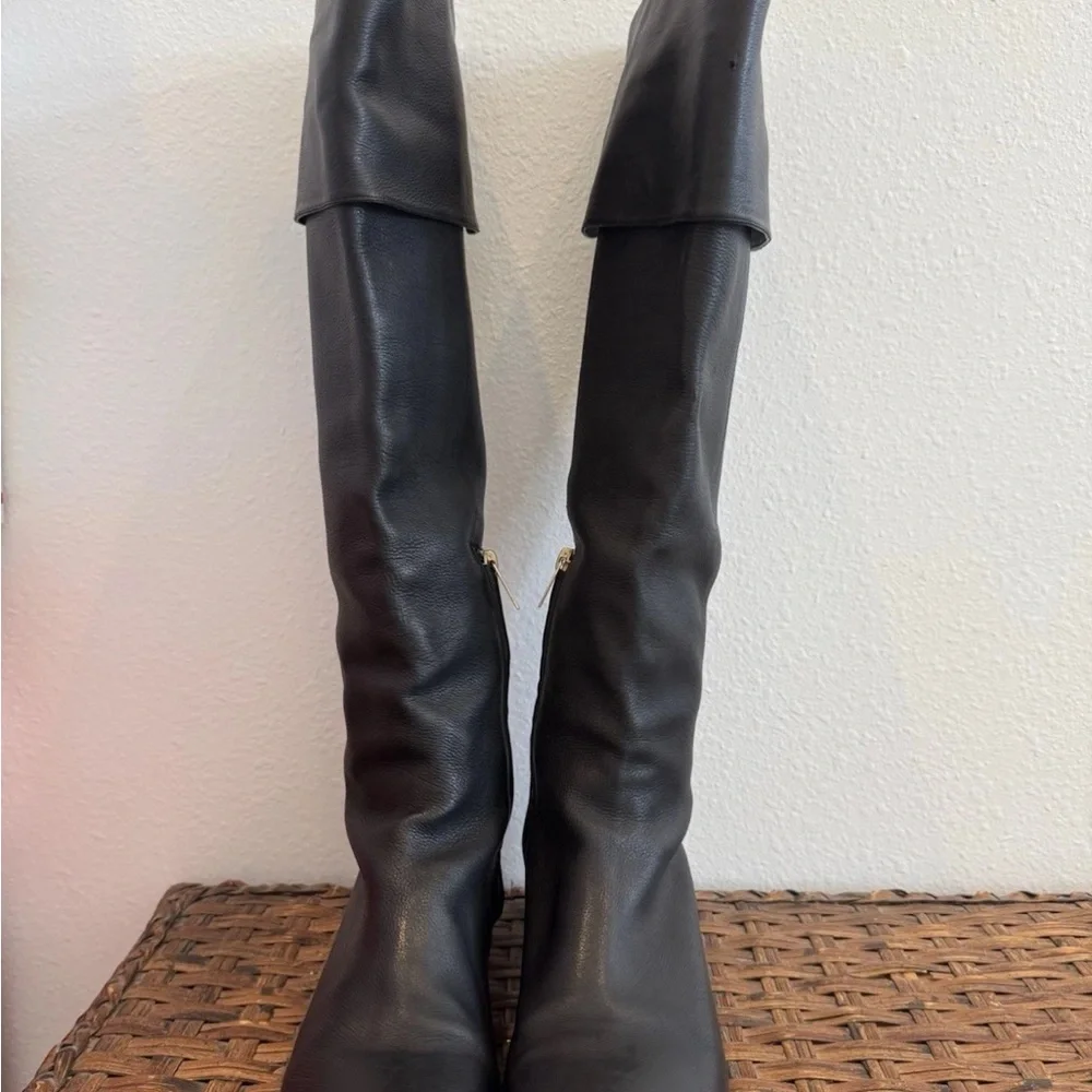 Jimmy Choo Knee-High Long Boots Black Size37.5/US7 NoBox Side Zip